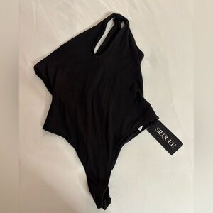 Silquee Black Asymmetrical Women's Bodysuit